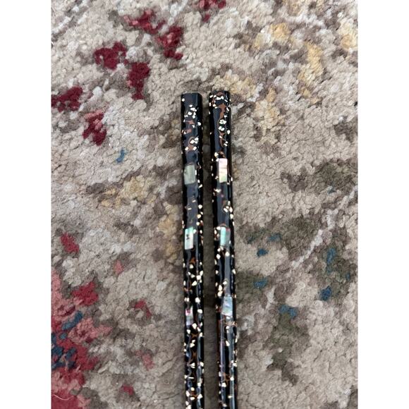 Vintage 1950's Linlaid Lacquered Chopsticks Set of 2 - Picture 5 of 7